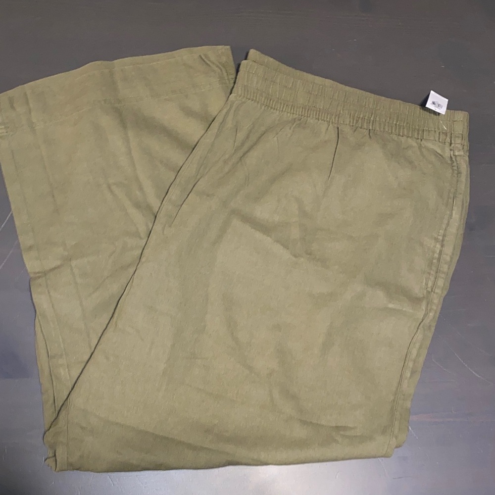 Old Navy Women’s Olive Green Linen Blend Pants Size 4X